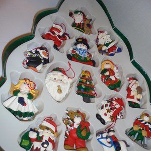 15 VINTAGE clay Christmas Ornaments Santa Penguins